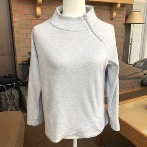 T by Talbots Grey Asymmetrical Zipper Pullover
